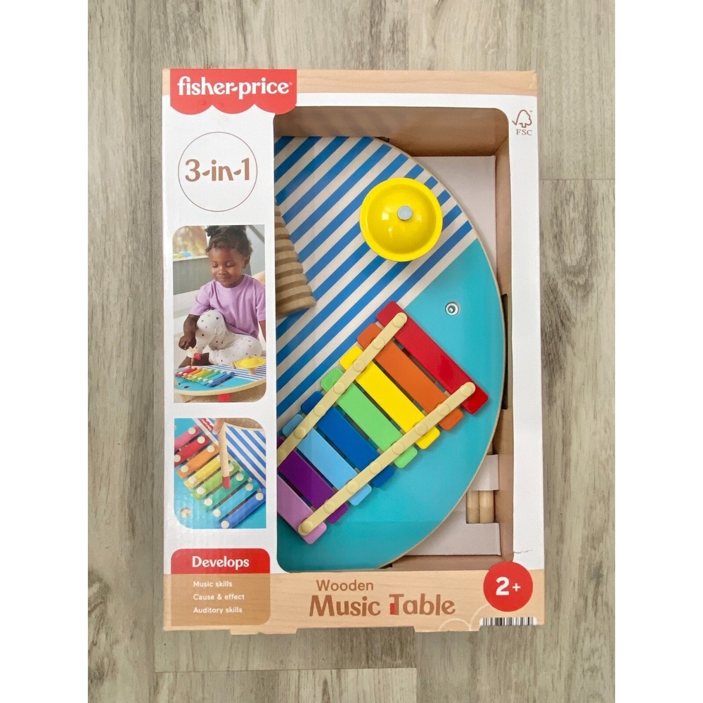 Fisher-Price Wooden 3-in-1 Music Table Xylophone Toy for Toddlers 2+ NEW